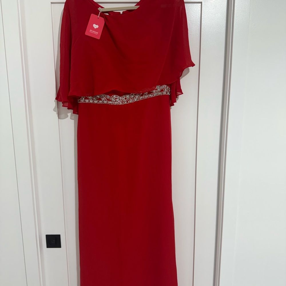 JJs House Red Maxi Dress with Beaded Waist